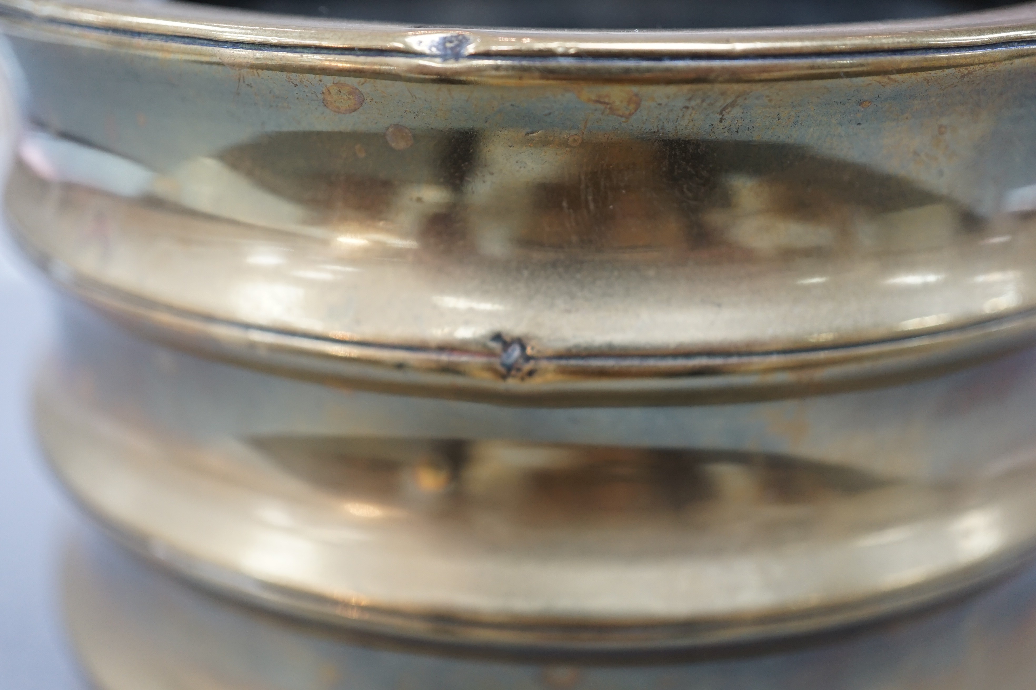 A Chinese bronze censer, two character Xuande seal mark, 18th century, 10.4cm high, 12.1cm diameter, small dents